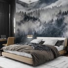 Miniatura fototapety Mglisty las iglasty we wnętrzu sypialni