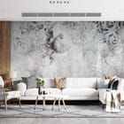 Miniatura fototapety Kwiatowe Murale z Delikatnymi Liśćmi we wnętrzu salonu