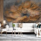 Miniatura fototapety Kwiat w zbliżeniu z pomarańczowymi płatkami we wnętrzu salonu