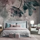 Miniatura fototapety Egzotyczne liście i kwiaty we wnętrzu sypialni