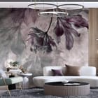 Miniatura fototapety Egzotyczne liście na jasnym tle we wnętrzu salonu