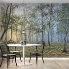 Miniatura fototapety Las brzozowy w porannej mgle we wnętrzu kuchni