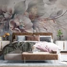 Miniatura fototapety Egzotyczne kwiaty i liście we wnętrzu sypialni