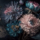 Miniatura fototapety Egzotyczne kwiaty na ciemnym tle