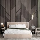 Miniatura fototapety Geometryczne wzory na drewnie we wnętrzu sypialni