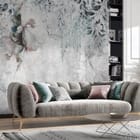 Miniatura fototapety Kwiatowe Murale z Delikatnym Tłem we wnętrzu salonu