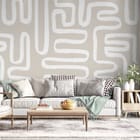 Miniatura fototapety Abstrakcyjny wzór z krętymi liniami we wnętrzu salonu