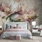 Miniatura fototapety Egzotyczne kwiaty w pastelach we wnętrzu sypialni
