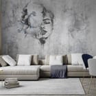 Miniatura fototapety Tajemnicza twarz z kwiatem we wnętrzu salonu