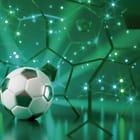 Miniatura fototapety Piłka nożna na zielonym tle