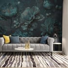 Miniatura fototapety Niebieskie Piwonie z Detalami we wnętrzu salonu