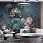 Miniatura fototapety Egzotyczne kwiaty w stonowanych barwach we wnętrzu salonu