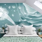 Miniatura fototapety Białe dmuchawce i fale 3D we wnętrzu sypialni