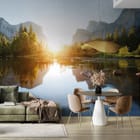 Miniatura fototapety Górski krajobraz z rzeką we wnętrzu kuchni