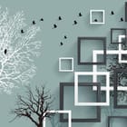 Miniatura fototapety Geometryczne drzewa na jasnym tle