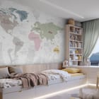 Miniatura fototapety Kolorowa mapa świata dla dzieci we wnętrzu pokoju dziecka