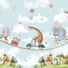 Miniatura fototapety Zwierzęta na linie nad miastem