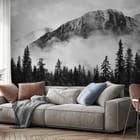 Miniatura fototapety Górska sceneria z drzewami iglastymi we wnętrzu salonu