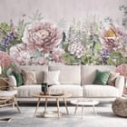 Miniatura fototapety Piwonie w ogrodzie pełnym kwiatów we wnętrzu salonu