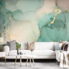 Miniatura fototapety Abstrakcyjne Turkusowe Wzory we wnętrzu salonu