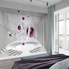 Miniatura fototapety Geometryczne figury z kulami we wnętrzu sypialni