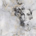 Miniatura fototapety Kobieta z kwiatami w szarościach