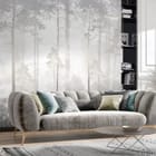 Miniatura fototapety Leśna mgła i wysokie drzewa we wnętrzu salonu