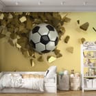 Miniatura fototapety Piłka nożna w złotych odłamkach we wnętrzu pokoju dziecka