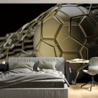 Miniatura fototapety Złota Piłka w Metalicznej Siatce we wnętrzu pokoju nastolatka