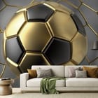 Miniatura fototapety Złoto-czarna piłka nożna we wnętrzu salonu