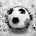 Miniatura fototapety Piłka Nożna i Rozbita Ściana