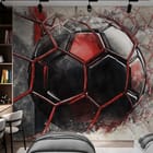 Miniatura fototapety Piłka Nożna w Czerwono-Czarnych Barwach we wnętrzu pokoju dziecka