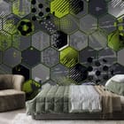 Miniatura fototapety Sportowy wzór z sześciokątów we wnętrzu pokoju nastolatka