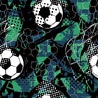 Miniatura fototapety Piłki nożne na geometrycznym tle