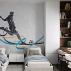 Miniatura fototapety Piłkarz w akcji na boisku we wnętrzu pokoju dziecka