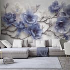 Miniatura fototapety Gałąź magnolii na jasnym tle we wnętrzu salonu