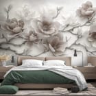 Miniatura fototapety Magnolie na gałęziach we wnętrzu sypialni