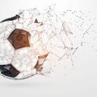 Miniatura fototapety Piłka nożna i geometryczna siatka