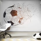 Miniatura fototapety Piłka nożna i geometryczna siatka we wnętrzu pokoju nastolatka