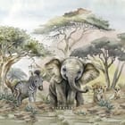 Miniatura fototapety Słonik i zebra na sawannie