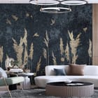 Miniatura fototapety Złote trawy na ciemnym tle we wnętrzu salonu