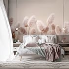 Miniatura fototapety Puszyste Trawy na Jasnym Tle we wnętrzu sypialni