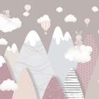 Miniatura fototapety Góry z chmurami i balonami
