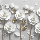 Miniatura fototapety Białe róże na złotych łodygach