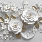 Miniatura fototapety Białe kwiaty na szarym tle