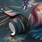 Miniatura fototapety Egzotyczne kwiaty na ciemnym tle fragment #1