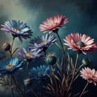 Miniatura fototapety Egzotyczne kwiaty na ciemnym tle