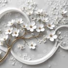 Miniatura fototapety Gałąź z białymi kwiatami 3D