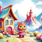 Miniatura fototapety Bajkowa postać i kolorowy domek