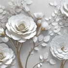 Miniatura fototapety Eleganckie białe róże z liśćmi